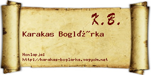 Karakas Boglárka névjegykártya
